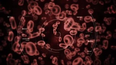 Kapsam taramasının animasyonu, yüzen 19 hücre üzerinde. küresel covid 19 salgın konsepti dijital olarak oluşturulmuş video.