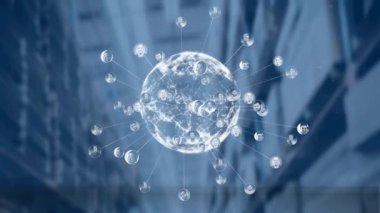 Deponun raflarında dönen bağlantıları olan bir dünya animasyonu. küresel gönderim ve bağlantılar konsepti dijital olarak oluşturulmuş video.