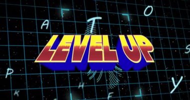 Parmak izi ve siyah arkaplanda harflerin üst seviye metin animasyonu. Video oyunu, dijital arayüz, iletişim ve eğlence konsepti dijital olarak oluşturuldu.