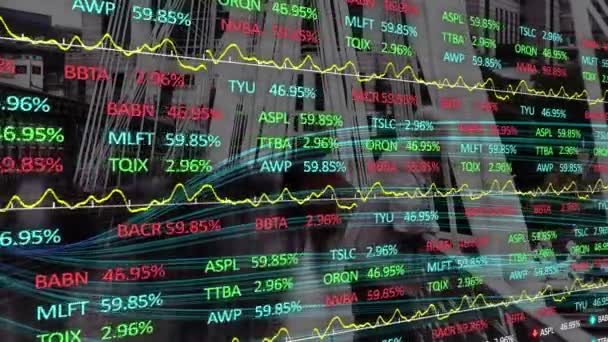 Procesamiento Datos Del Mercado Valores Senderos Ligeros Contra Lapso Tiempo — Vídeos de Stock