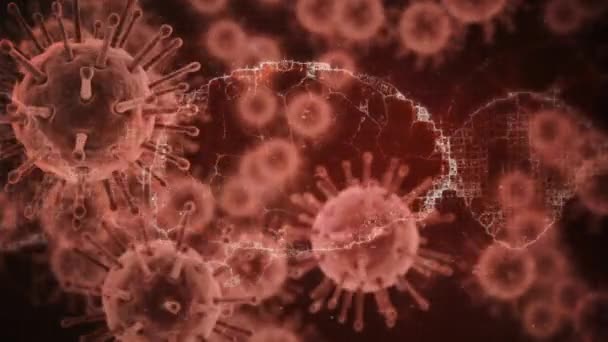 Animação Cérebro Humano Girar Sobre Células Flutuar Conceito Global Pandemia — Vídeo de Stock