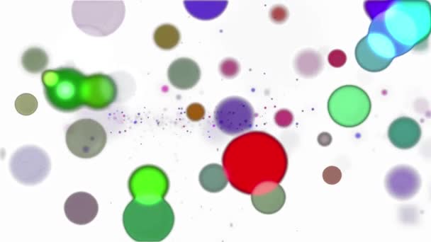 Animation Cercles Bokeh Colorés Lumière Particules Flottant Sur Fond Blanc — Video