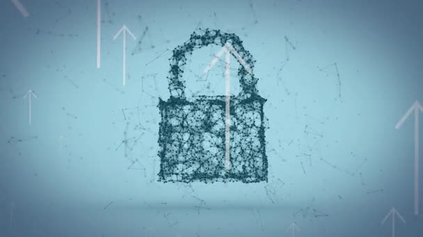 Анімація Онлайн Замок Безпеки Білі Стрілки Синьому Фоні Глобальна Онлайн — стокове відео