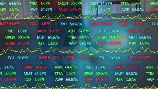 Procesamiento Datos Del Mercado Valores Contra Sectores Bajos Personas Que — Vídeos de Stock