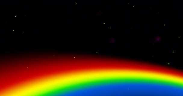 Animation Eines Regenbogens Und Einer Bunten Lichtwanderung Auf Schwarzem Hintergrund — Stockvideo