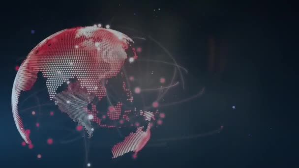 Animación Red Conexiones Sobre Globo Conexiones Globales Procesamiento Datos Concepto — Vídeos de Stock