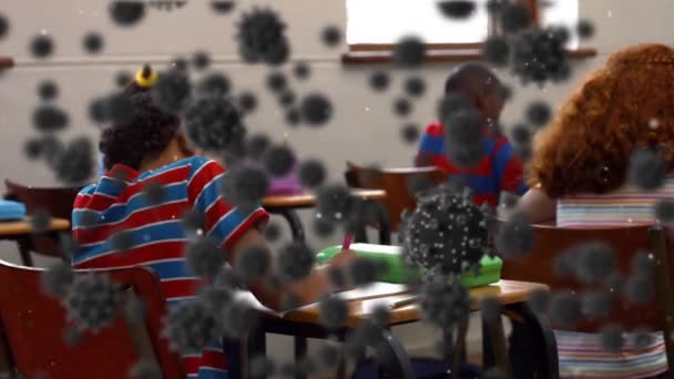 Animação Células Coronavírus Sobre Aprendizagem Crianças Idade Escolar Escola Educação — Vídeo de Stock