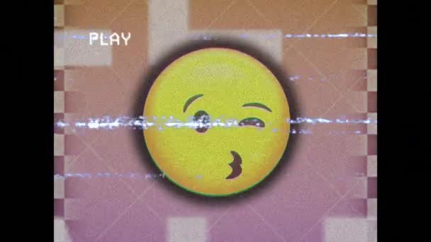 Animatie Van Play Interface Glimlachende Emoji Icoon Verkoop Tekst Sociaal — Stockvideo
