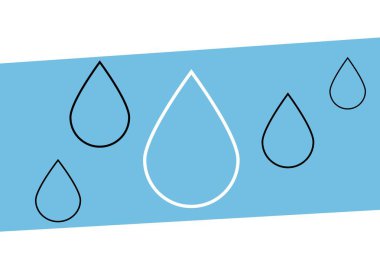 Mavi arkaplanda siyah beyaz damla simgelerinin bileşimi. soyut arkaplan kavramı dijital olarak oluşturulmuş resim.