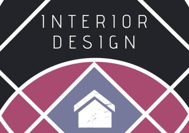 Ev simgesi üzerinde iç tasarım hizmetleri metninin bileşimi. tasarım ve mimari konsept dijital olarak oluşturulmuş görüntü.