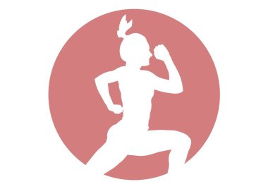 Beyaz arka planda spor kadınının siluetinin kompozisyonu. sağlık, eğlence ve eğlence konsepti dijital olarak oluşturulmuş imaj.