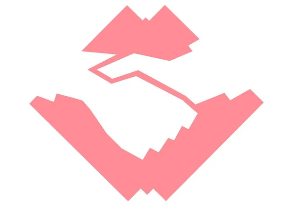 白色背景上的粉红山脉图标的组成 休闲及娱乐概念数码图像 — 图库照片