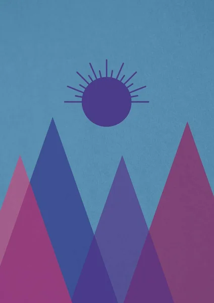 Composición Del Icono Las Montañas Sobre Fondo Azul Concepto Salud — Foto de Stock