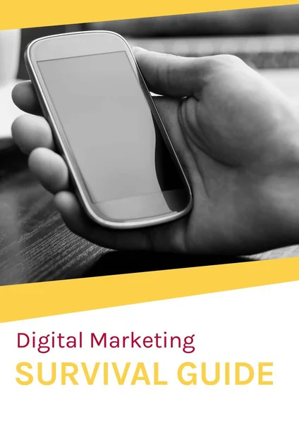 Složení Marketingových Služeb Text Přes Ruce Držící Smartphone Marketingové Služby — Stock fotografie