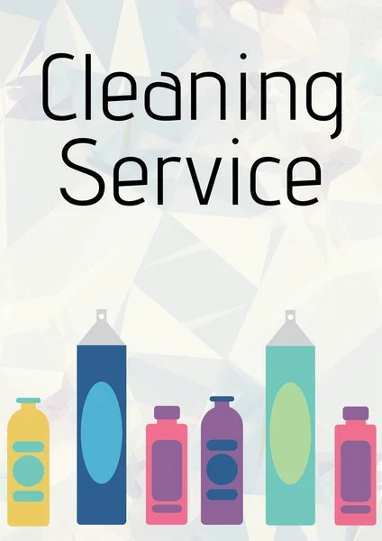 Composición Los Servicios Limpieza Texto Productos Limpieza Iconos Sobre Fondo — Foto de Stock