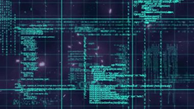 Arka planda veri işleme sisteminin animasyonu. veri işleme ve dijital arayüz kavramı dijital olarak oluşturulmuş video.