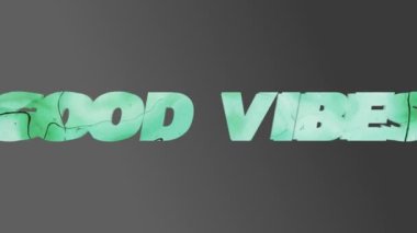 Gri arkaplan üzerinde iyi titreşimlerin animasyonu. arkaplan, sosyal medya ve iletişim konsepti dijital olarak oluşturulmuş video.