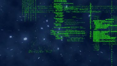 Arkaplanda parlayan çizgilerin üzerinde veri işleme animasyonu. veri işleme ve dijital arayüz kavramı dijital olarak oluşturulmuş video.