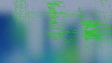 Odak arkaplanı dışında veri işleme animasyonu. veri işleme ve dijital arayüz kavramı dijital olarak oluşturulmuş video.