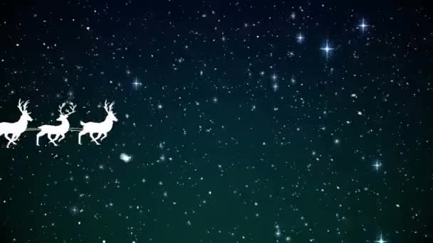 클라우스의 애니메이션은 눈떨어지고 썰매를 크리스마스 디지털로 비디오 — 비디오