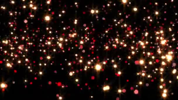 Animation Glowing Spots Light House Decorated Fairy Lights Black Background — Stock Video