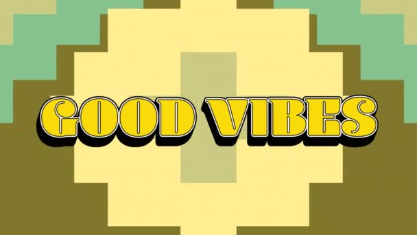 Animation Good Vibes Text Green Yellow Background Background Social Media — Stock Video