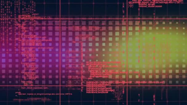 Animación Del Procesamiento Datos Sobre Cuadrados Brillantes Segundo Plano Procesamiento — Vídeo de stock