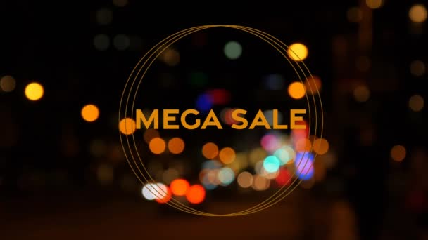 Animation Mega Sale Text Blurred Colorfull Ights Background Shopping Retail — Stock Video