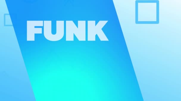 Animáció Funk Szöveg Kék Háttér Háttér Közösségi Média Kommunikációs Koncepció — Stock videók