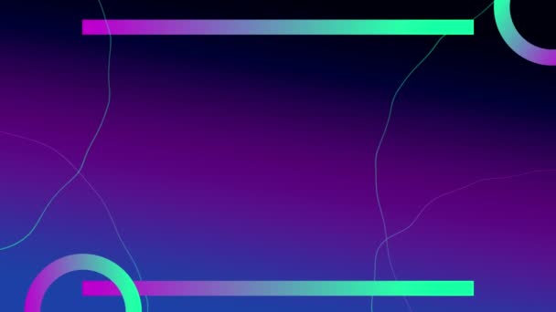 Анімація Зелених Фіолетових Ліній Кіл Єднаних Темно Фіолетовому Тлі Рух — стокове відео