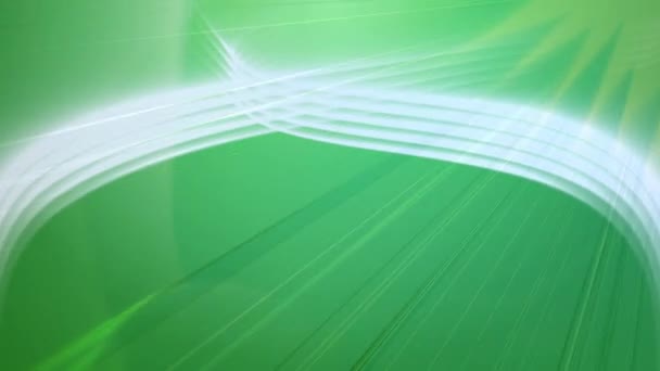 Анімація Сяючих Білих Ліній Мерехтливими Світловими Променями Зеленому Фоні Енергія — стокове відео