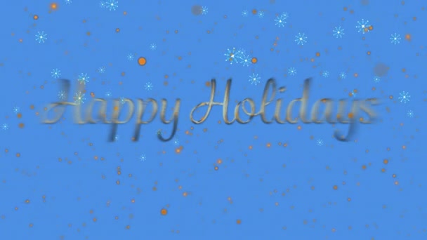 Animación Texto Felices Fiestas Con Nieve Cayendo Sobre Fondo Azul — Vídeos de Stock