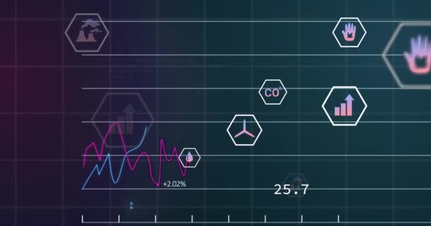 생태의 네트워크 애니메이션 데이터 처리를 친화적 아이콘의 애니메이션 글로벌 네트워크 — 비디오