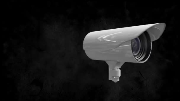 Animation Security Camera Lines Interference Moving Black Background Technology Communication — Stock Video