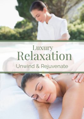 Kaplıcadaki kadın yerine sağlık ve güzellik tedavisiyle ilgili metin. sağlık ve refah kavramı dijital olarak oluşturulmuş imaj.