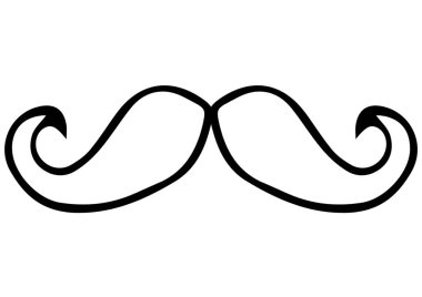 Beyaz arkaplanda siyah bıyık ikonu bileşimi. eğlence ve eğlence konsepti dijital olarak oluşturuldu.