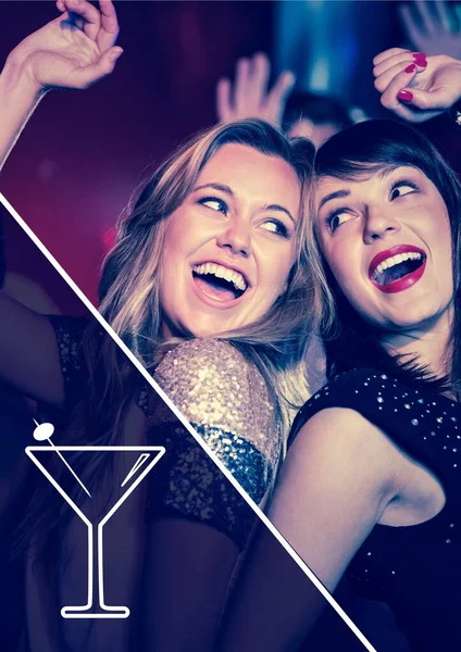 Composição Ícone Bebida Sobre Mulheres Festa Conceito Saúde Lazer Entretenimento — Fotografia de Stock