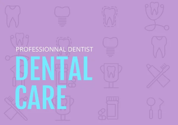 Samenstelling Van Tandheelkundige Gezondheid Tekst Tanden Pictogram Blauwe Achtergrond Promotie — Stockfoto