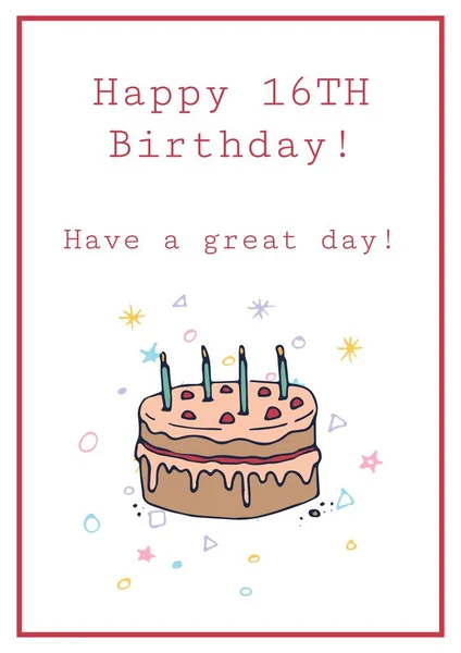 Текст Поздравления День Рождения Иконка Торта Белом Фоне Концепция Поздравительных — стоковое фото