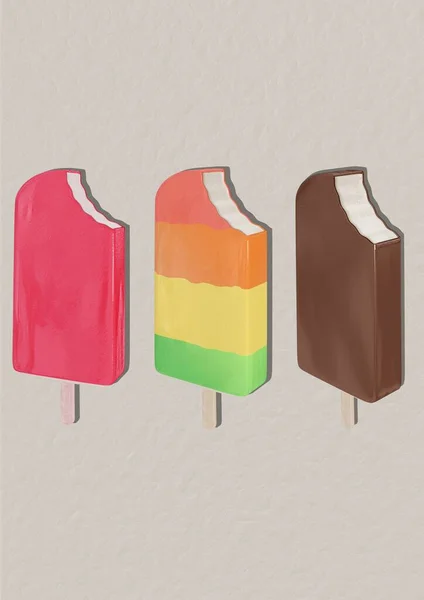 Composición Del Colorido Icono Del Helado Sobre Fondo Blanco Concepto — Foto de Stock