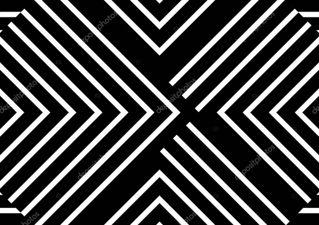 Composition of black and white shapes on black background. abstract background concept digitally generated image.