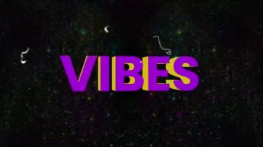 Hareketli ekranların ve renkli seslerin üzerindeki titreşimlerin animasyonu. arkaplan, sosyal medya ve iletişim konsepti dijital olarak oluşturulmuş video.