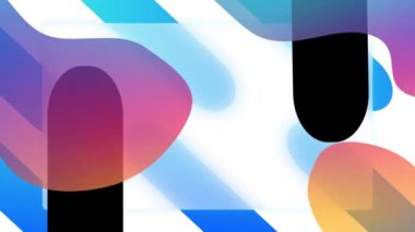 Beyaz arka planda mavi, pembe ve siyah soyut ve kapsül şekillerinin animasyonu. Desen, bağlantı ve hareket kavramı dijital olarak oluşturulmuş video.