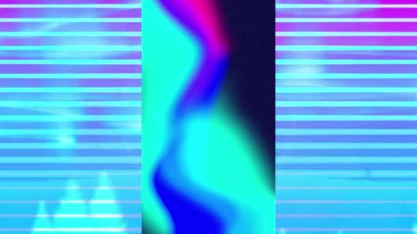 Анимация Синих Розовых Форм Вертикальном Экране Над Синими Линиями Кругами — стоковое видео
