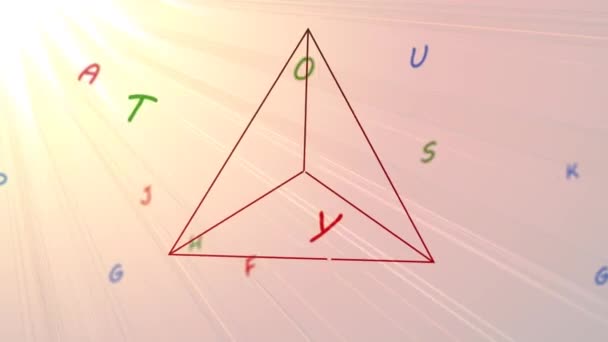 Animation Triangle Linéaire Lettres Colorées Déplaçant Sur Des Faisceaux Scintillants — Video