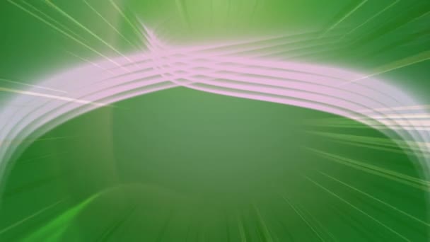 Animazione Linee Bianche Incandescenti Con Fasci Luce Tremolanti Sfondo Verde — Video Stock