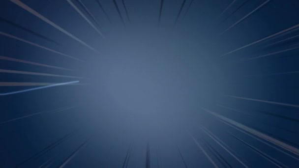 Koyu Arkaplanda Yanıp Sönen Işık Demetleriyle Parlayan Mavi Çizgilerin Animasyonu — Stok video