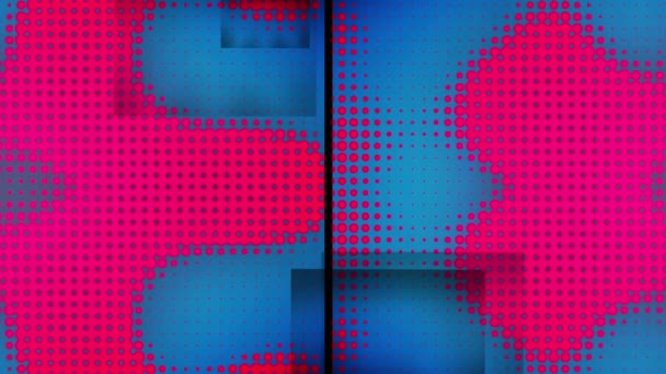 Animation Split Screen Grey Squares Pink Pixels Changing Size Blue — Stock Video