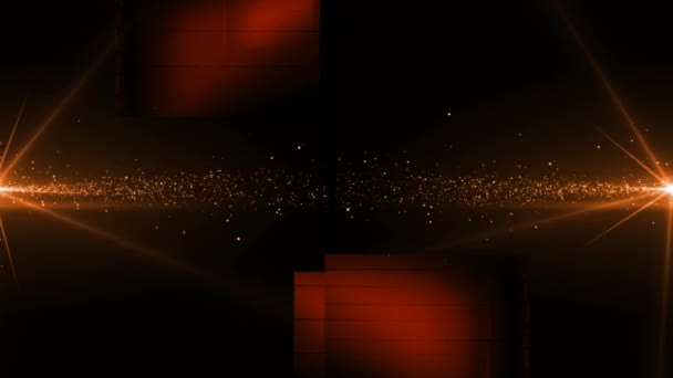 Animación Partículas Naranjas Brillantes Luz Moviéndose Hacia Centro Desde Izquierda — Vídeo de stock