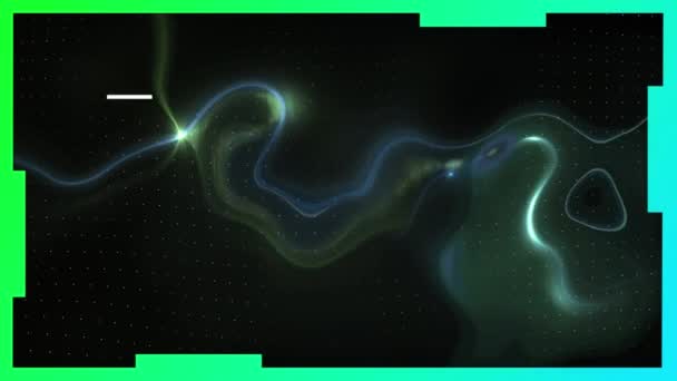 Animation Glowing Liquid Moving Black Background Passing Green White Lines — Stock Video